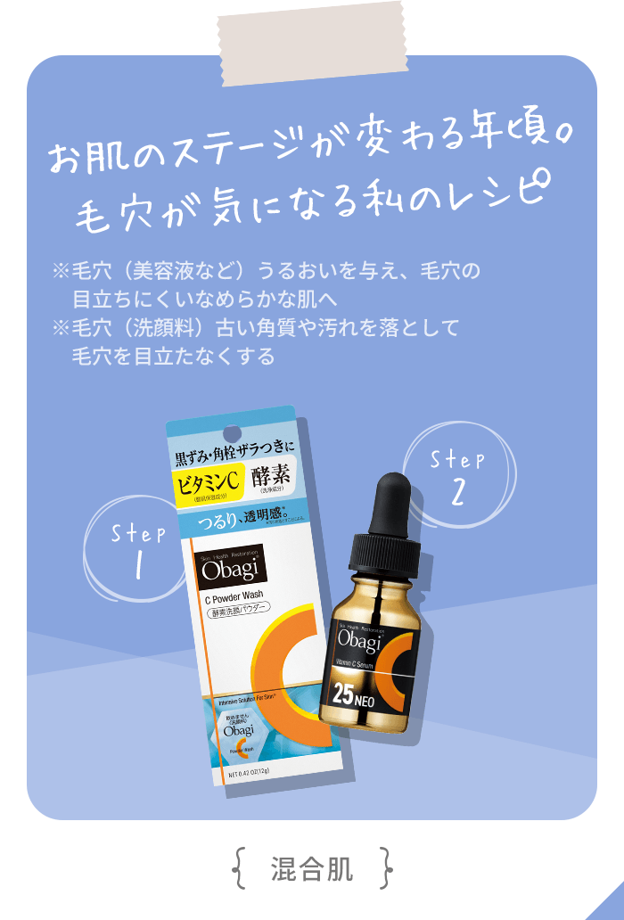 お肌のステージが変わる年頃。毛穴が気になる私のレシピ（混合肌）